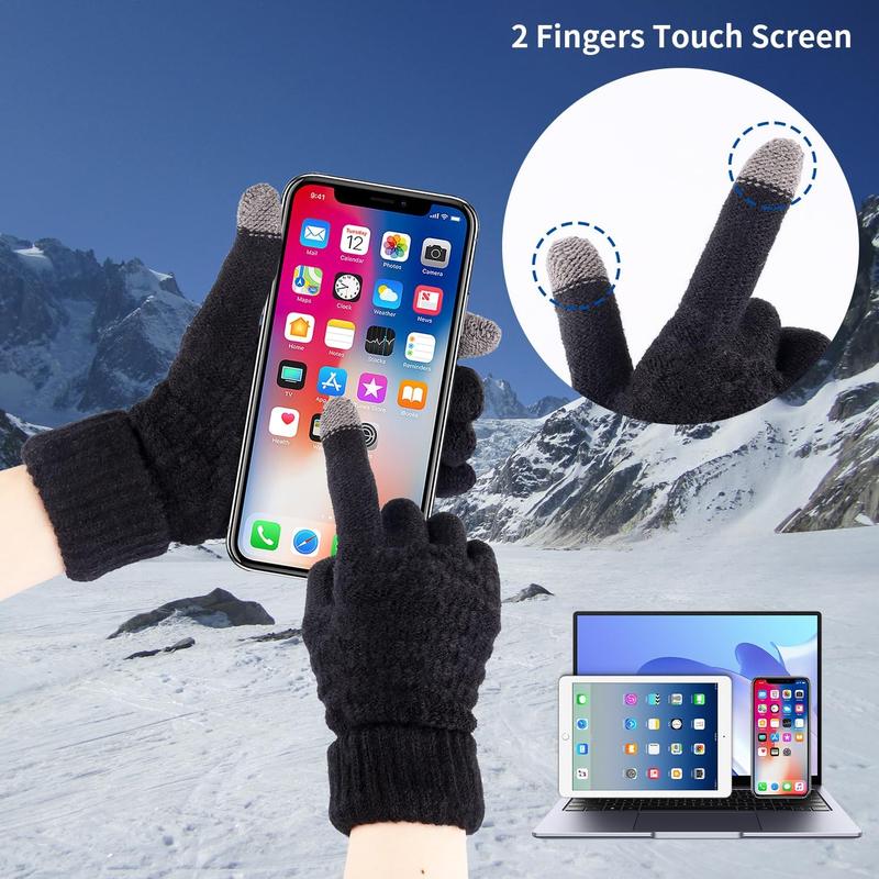 4 Pairs Women's Touchscreen Winter Gloves - Fashion Knit Mittens with Thick Cuffs for Cold Weather