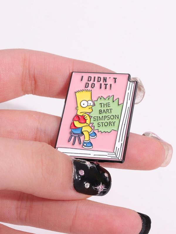 Cartoon Character Brooch, Cute Book Shaped Enamel Pin, Fashion Accessories for Women & Men, Trendy All-match & Exquisite Brooch for Birthday Gift