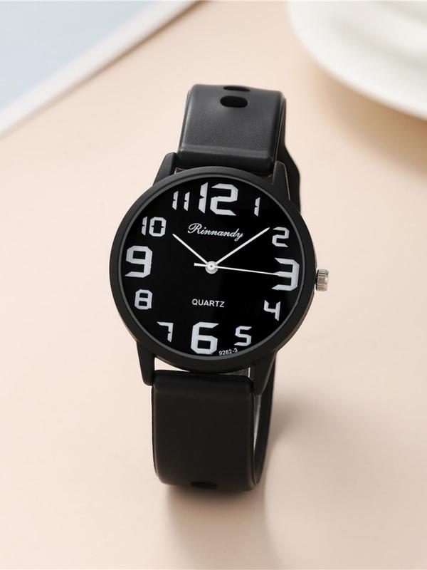 Women's Simple Fashion Round Dial Analog Quartz Watch, Fashionable Casual Silicone Strap Watch, Without Box