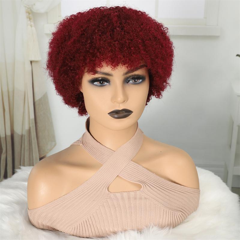 Liddywig Short Afro Kinky Curly Blonde Wig For Woman 100% Human Hair Wigs 180% Density Pixie Curl Afro Wig Afro Kinky Curly Wigs