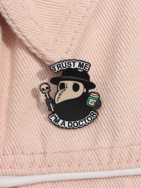 Cartoon Plague Doctor Design Brooch, Cute Enamel Pin Suitable for Backpacks, Jeans, Scarves, Hats Decoration, Fashion Accessories for Men & Women