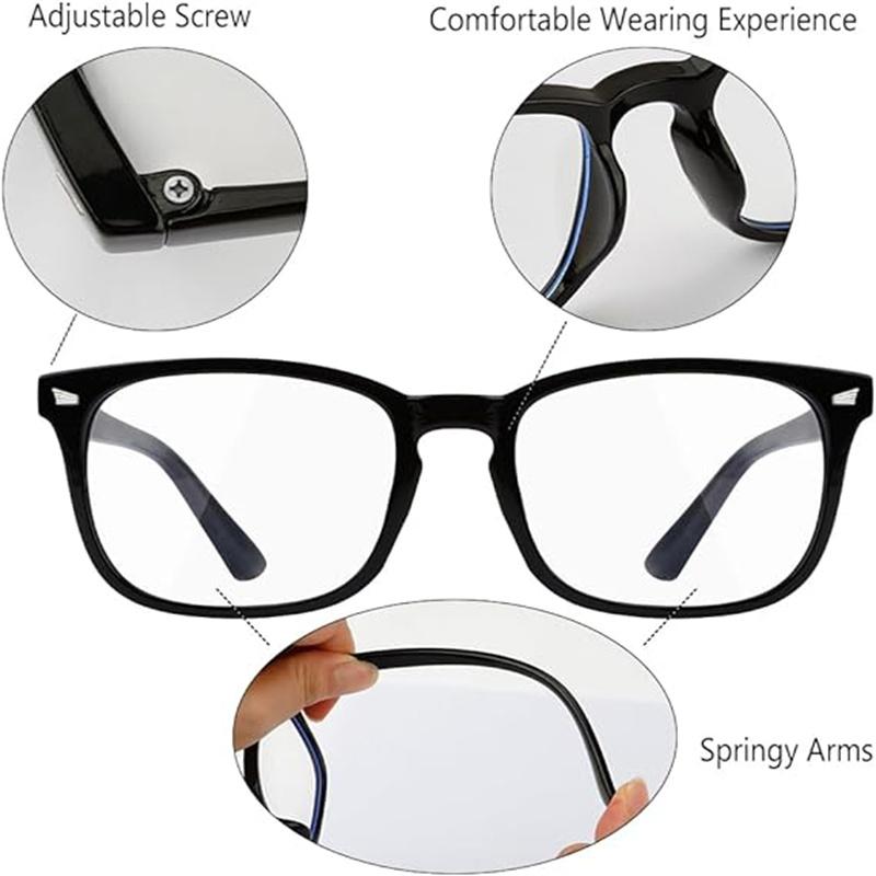 2 Pack Computer Gaming Glasses,Fashion Large Size Square Frame Eyeglasses for Everyday Use