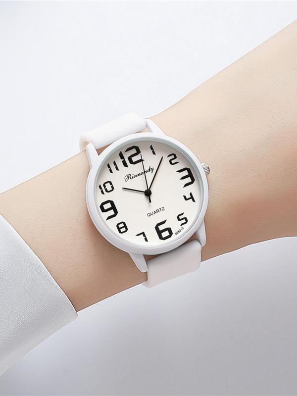 Women's Simple Fashion Round Dial Analog Quartz Watch, Fashionable Casual Silicone Strap Watch, Without Box