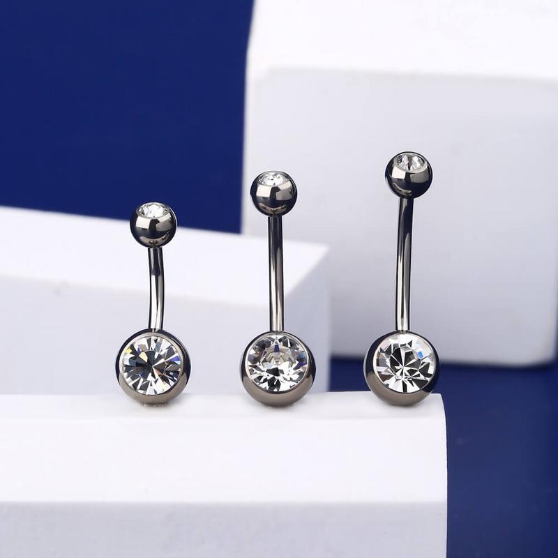 Oufer 14G Titanium Clear CZ Belly Button Ring Basic Belly Piercing Jewelry belly pierce