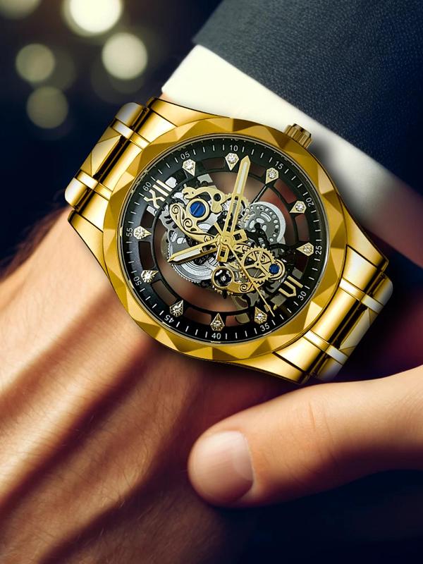 Men's Business Fashion Round Dial Watch, Fashion Watch for Party, Daily Clothing Decor, Trendy All-match & Exquisite Watch for Birthday Gift with Box