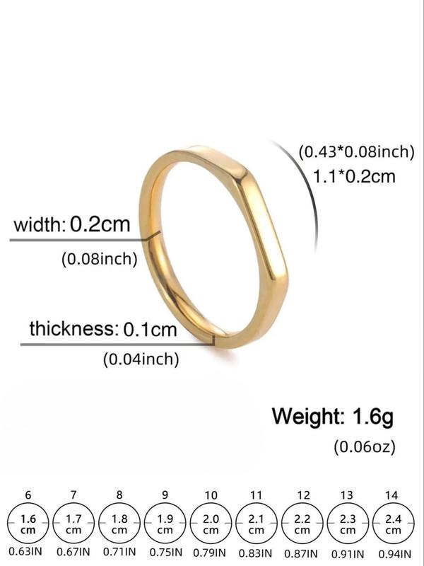 Simple Geometric Design Stainless Steel Ring,  Minimalist Fashion Wedding Engagement Ring Jewelry Gift for Men & Women, Classic Fashion Accessories for Daily Wear