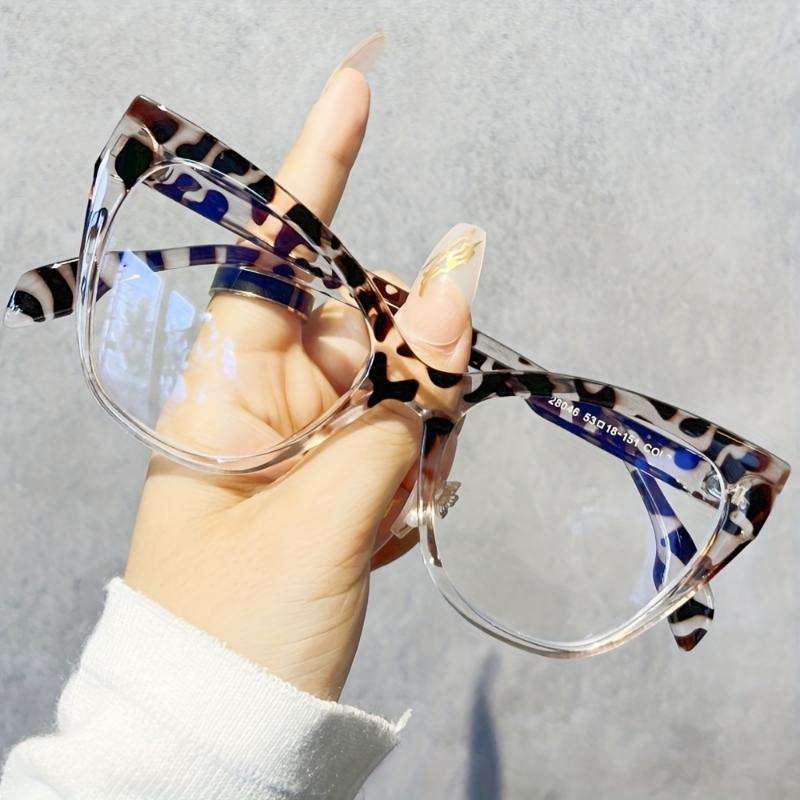 Vintage Cat Eye Color Block Frame Clear Lens Glasses Leopard Fashion Computer Glasses Spectacles For Women