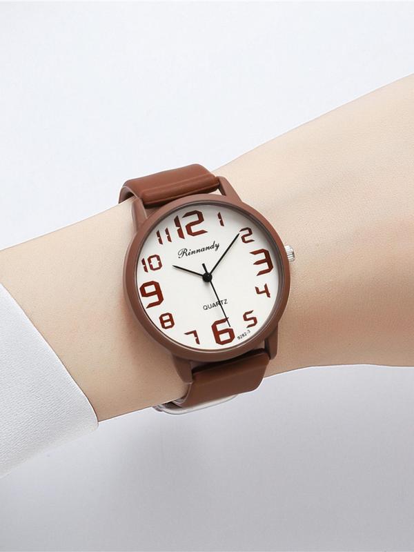 Women's Simple Fashion Round Dial Analog Quartz Watch, Fashionable Casual Silicone Strap Watch, Without Box