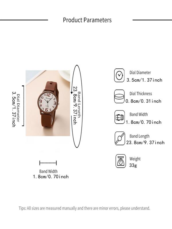 Women's Simple Fashion Round Dial Analog Quartz Watch, Fashionable Casual Silicone Strap Watch, Without Box