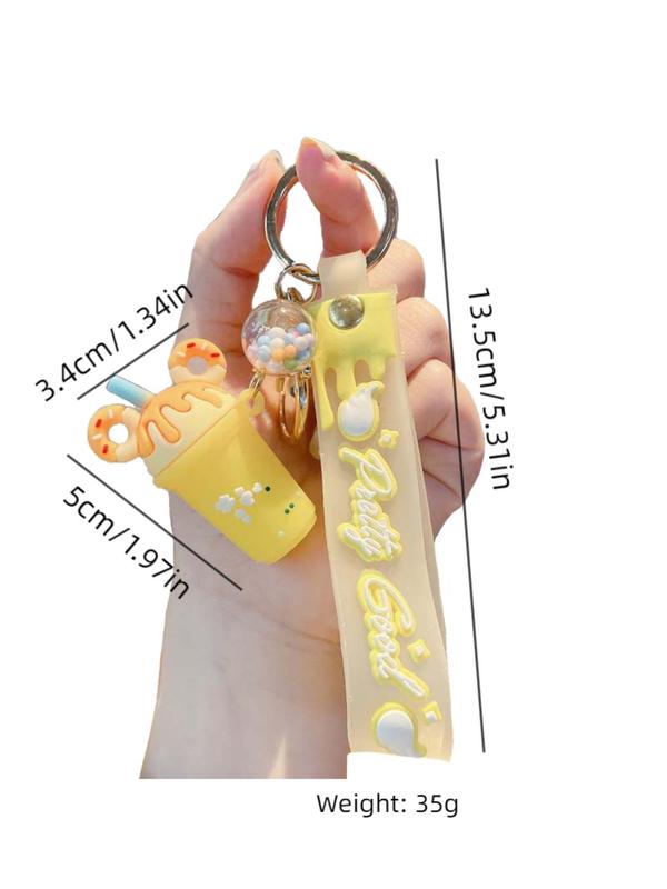 Summer Cute Cartoon Milk Tea & Ice Cream Design Keychain, Creative Keychain for Women & Girls, Fashion Keychain for Daily Clothing Decor