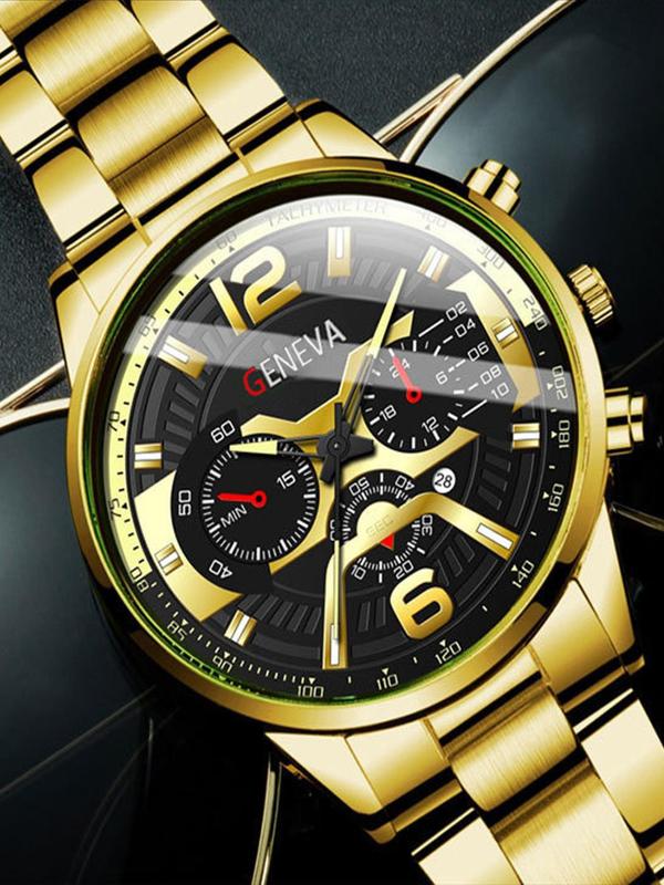 Men's Business Fashion Round Dial Quartz Watch, Fashion Watch for Party, Daily Clothing Decor, Trendy All-match & Exquisite Watch for Birthday Gift