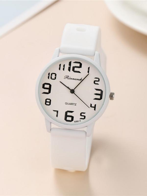 Women's Simple Fashion Round Dial Analog Quartz Watch, Fashionable Casual Silicone Strap Watch, Without Box