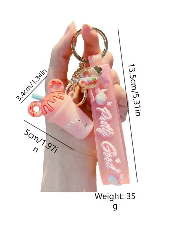 Summer Cute Cartoon Milk Tea & Ice Cream Design Keychain, Creative Keychain for Women & Girls, Fashion Keychain for Daily Clothing Decor