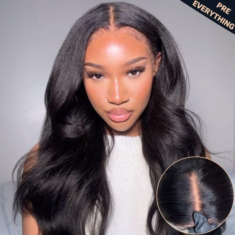 Nadula Bye Bye Knots 2.0 Yaki Straight 7x5 13x4 Human Hair Wig - Pre Cut & Pre Bleached Glueless Wig