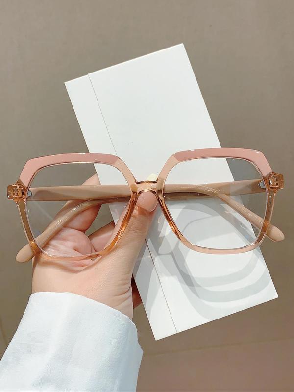 Hexagonal Flat Frame Eyeglasses for Women & Men, Hot Fashion Eyeglasses for Work, Daily Clothing Decor, for Student Daily Use