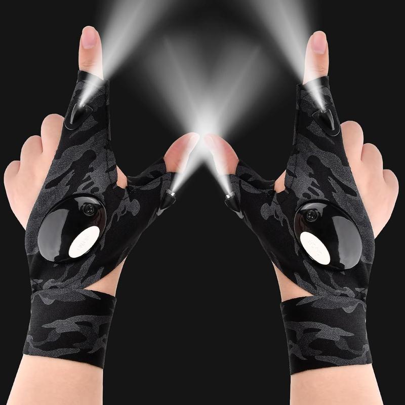 LED Flashlight Gloves, Unique Christmas Stocking Stuffer for Men with Adjustable Fit and Hands-Free Lighting, Dad Birthday Gadgets Gifts from Daughter Son