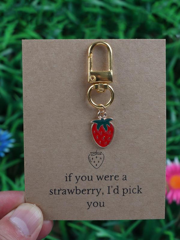 Cute Strawberry & Cherry & Bee Design Keychain, Fashionable Keychain for Women & Men, Trendy All-match Keychain for Birthday Gift