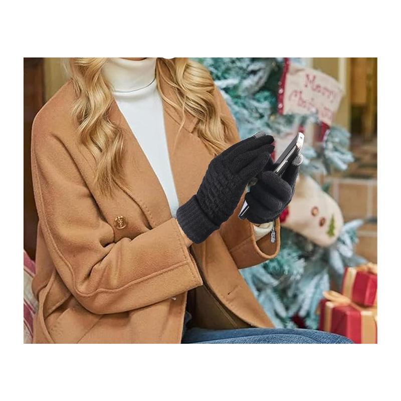 4 Pairs Women's Touchscreen Winter Gloves - Fashion Knit Mittens with Thick Cuffs for Cold Weather