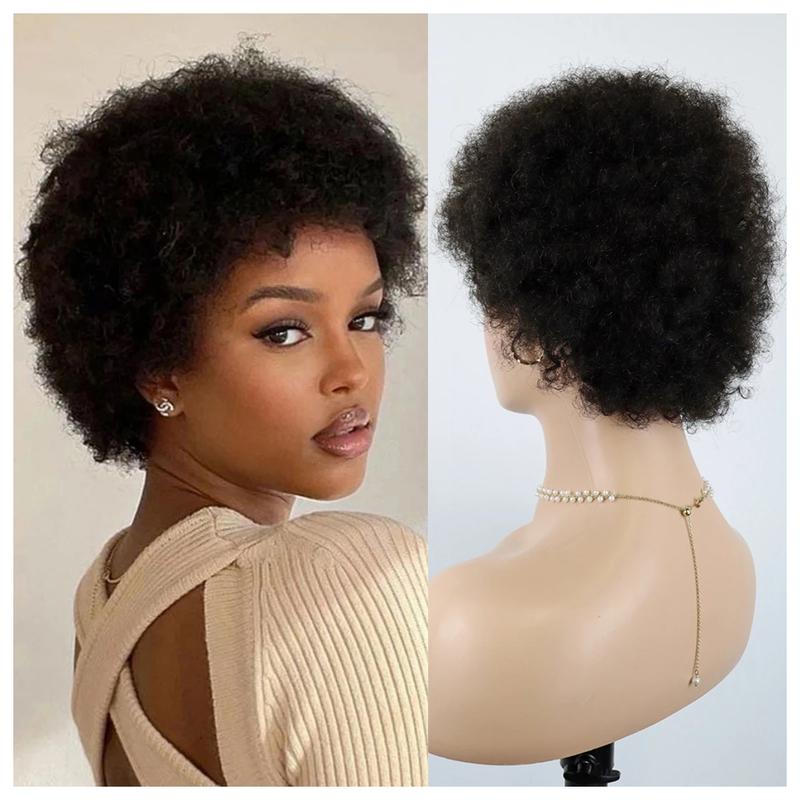 Liddywig Short Afro Kinky Curly Blonde Wig For Woman 100% Human Hair Wigs 180% Density Pixie Curl Afro Wig Afro Kinky Curly Wigs