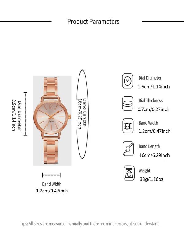 Women's Elegant Round Dial Quartz Watch & Bracelet Set Without Box for Gift, Fashion Watch Set for Party, Daily Decor, Trendy All-match & Exquisite Watch for Birthday Gift