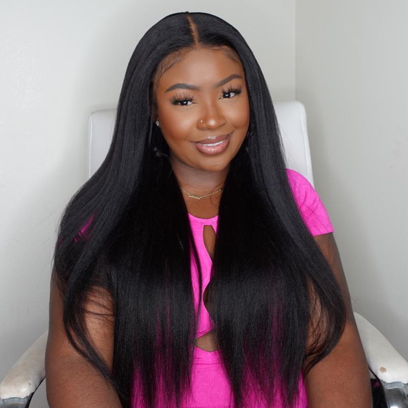 Nadula Bye Bye Knots 2.0 Yaki Straight 7x5 13x4 Human Hair Wig - Pre Cut & Pre Bleached Glueless Wig