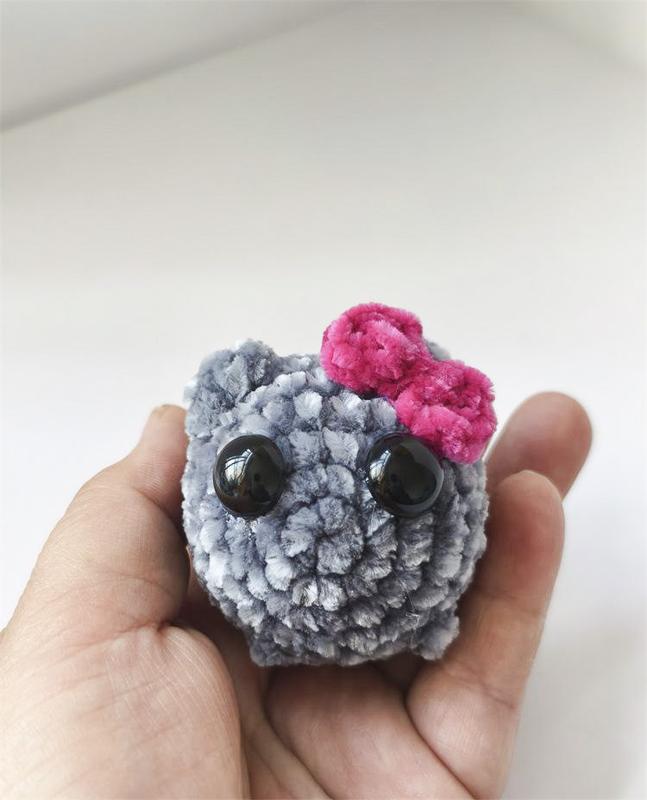 Handcrafted Sad Hamster Crochet with Music and Keychain - Cute Sad Hamster Keyring - Kawaii Sad Hamster Meme Plush Toy - Handmade Sad Hamster Crochet Doll Keychains with Bow - Party Gifts, Holiday Gifts, Keychain Gifts