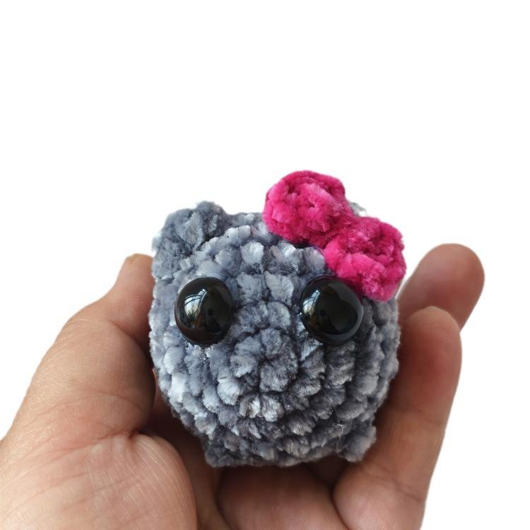 Handcrafted Sad Hamster Crochet with Music and Keychain - Cute Sad Hamster Keyring - Kawaii Sad Hamster Meme Plush Toy - Handmade Sad Hamster Crochet Doll Keychains with Bow - Party Gifts, Holiday Gifts, Keychain Gifts