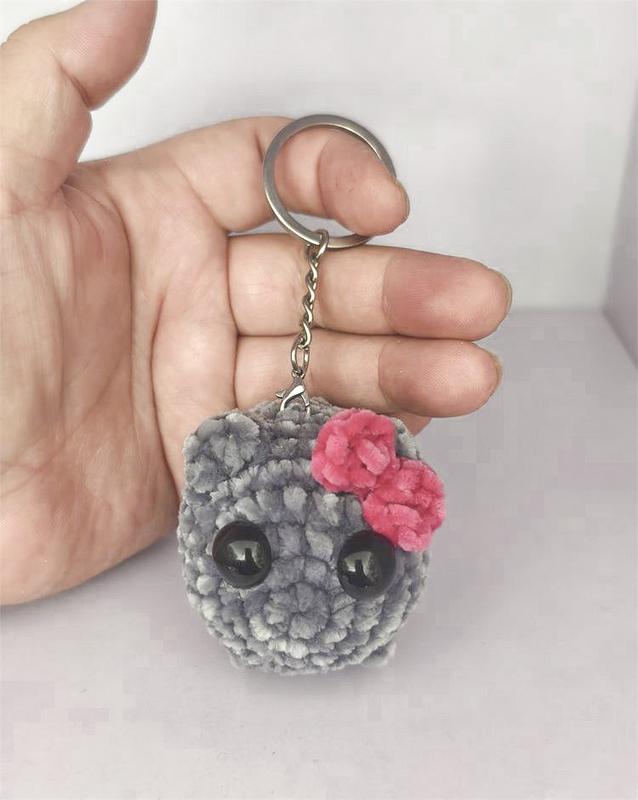 Handcrafted Sad Hamster Crochet with Music and Keychain - Cute Sad Hamster Keyring - Kawaii Sad Hamster Meme Plush Toy - Handmade Sad Hamster Crochet Doll Keychains with Bow - Party Gifts, Holiday Gifts, Keychain Gifts