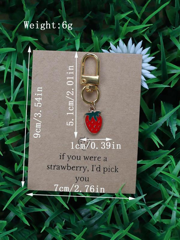 Cute Strawberry & Cherry & Bee Design Keychain, Fashionable Keychain for Women & Men, Trendy All-match Keychain for Birthday Gift