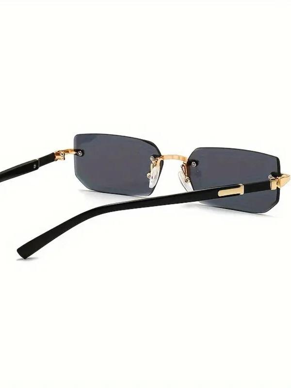 Unisex Simple Style Rectangle Sunglasses, Trendy Casual Rimless Sunglasses for Everyday Use, Fashion Accessories for Outdoor Activities