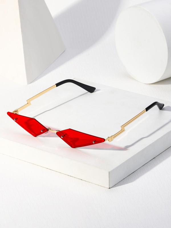 1 Pair Simple Geometric Sunglasses for Everyday Use, All Seasons Rimless Fashion Sunglasses, Travel Accessories