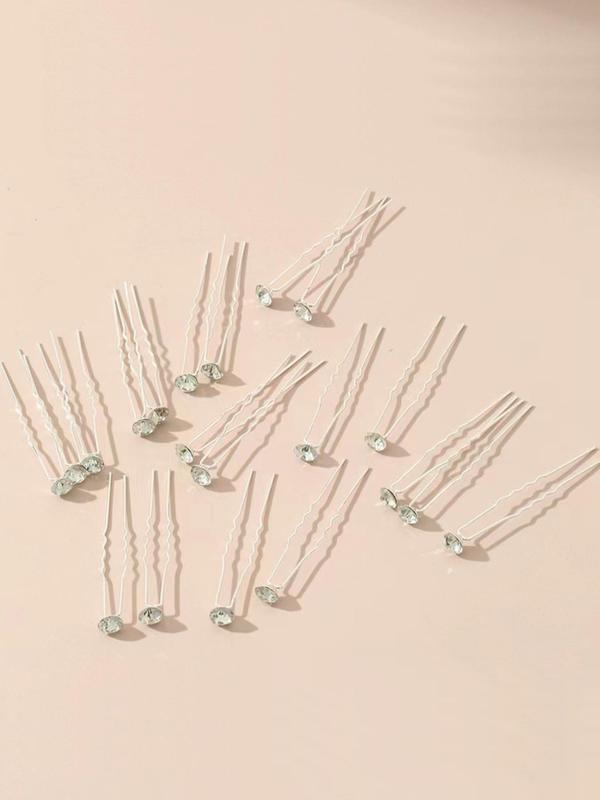 20pcs Rhinestone Decor Hair Pin, Pin For Wedding Bouquets, Hair Accessories For Women & Girls