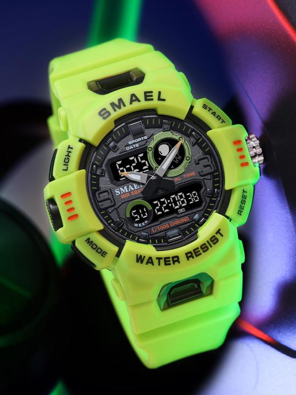 Fashion Digital Watch, Men's Sports Quartz Analog-Digital Waterproof Multi Functional Wristwatch With Box