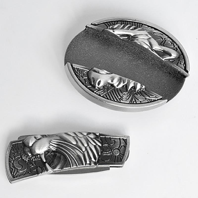 Belt Buckle (Belt Not Included) Oval Removable Western Fashion Protection Unisex Animal Flag Silver Western Belt Buckle