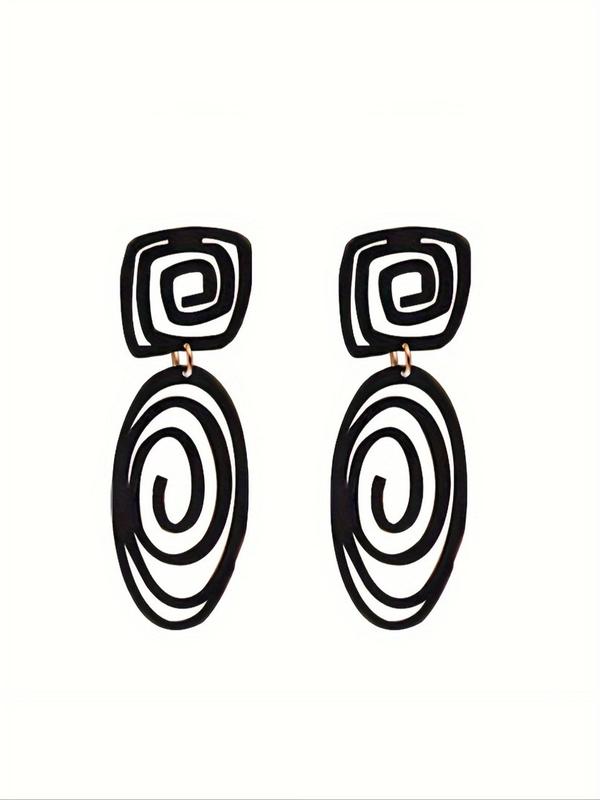 Summer Fashionable Geometric Design Dangle Earrings, Fashion Hollow Out Spiral Earrings Jewelry for Party, Daily Clothing Decor, Classic Trendy Accessories for Daily Used