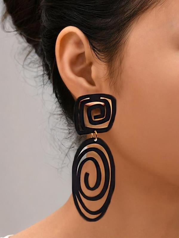 Summer Fashionable Geometric Design Dangle Earrings, Fashion Hollow Out Spiral Earrings Jewelry for Party, Daily Clothing Decor, Classic Trendy Accessories for Daily Used