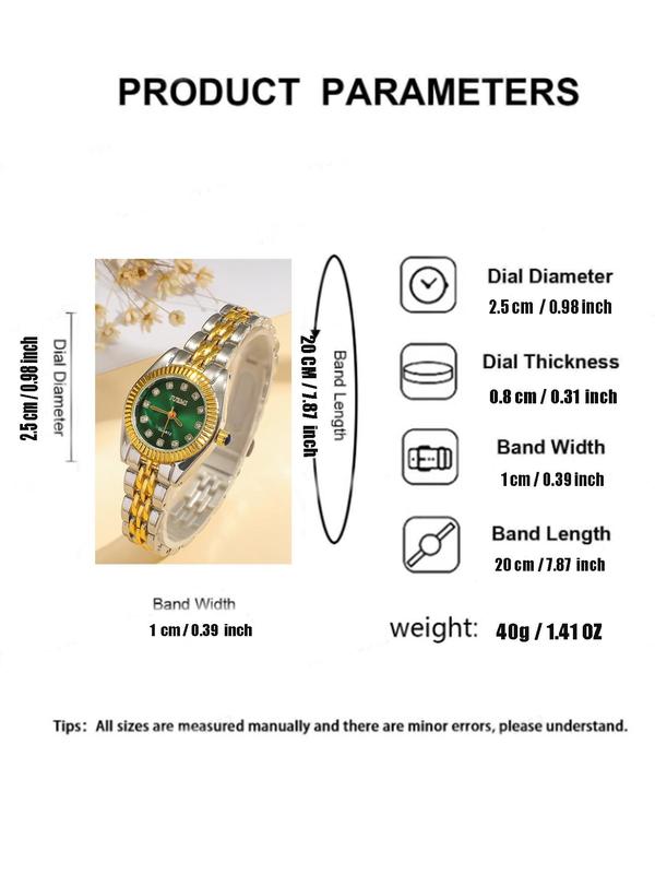 Women's Elegant Rhinestone Decorated Quartz Watch, Fashion Round Dial Analog Watch for Women & Girls, Trendy All-match & Exquisite Watch for Birthday Gift