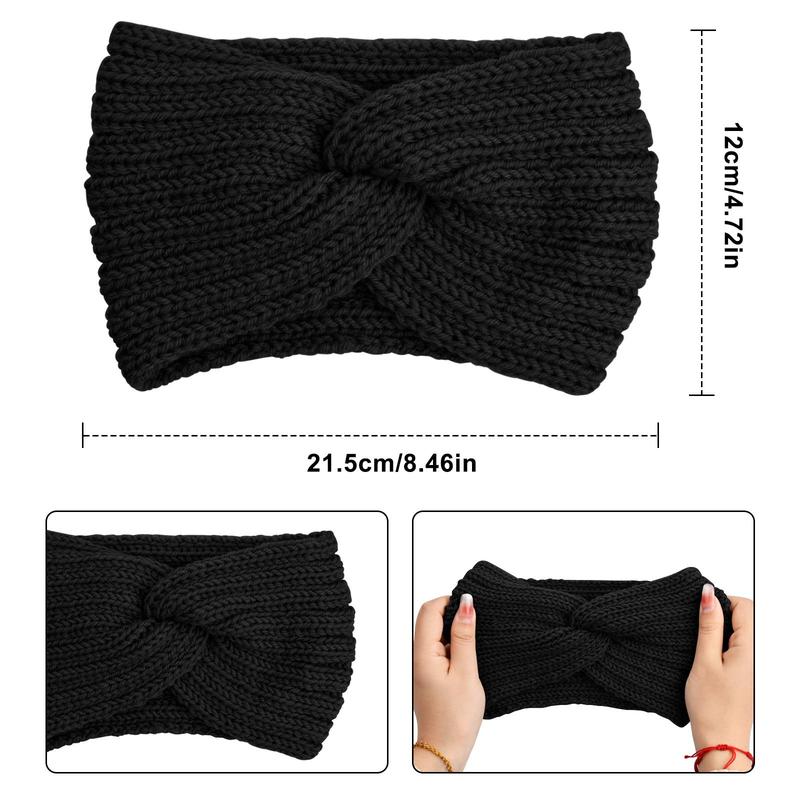 Solid Color Sports Knitted Headband, 2 Counts set Breathable Elastic Ear Warmer Hair Band, Crochet Knitted Head Wrap for Outdoor, Sports Accessories