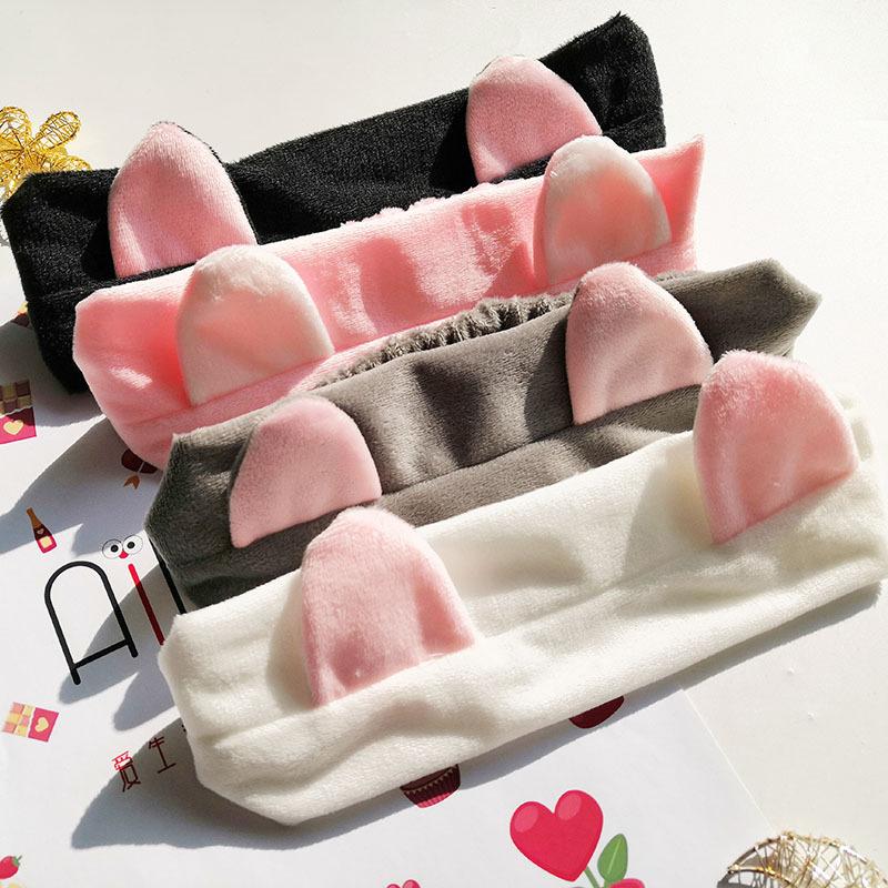 More Face Cat New Coral Fleece Wash Face Bow Hairbands For Women Girls Color Style Shipped Randomly