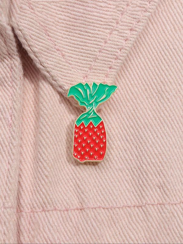 Strawberry Design Brooch Pin, Cute Cartoon Badge, Fashion Accessories for Women & Men for Daily Clothing Decor, Trendy All-match & Exquisite Brooch for Birthday Gift