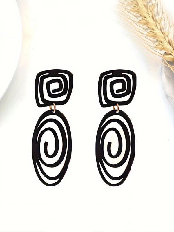 Summer Fashionable Geometric Design Dangle Earrings, Fashion Hollow Out Spiral Earrings Jewelry for Party, Daily Clothing Decor, Classic Trendy Accessories for Daily Used