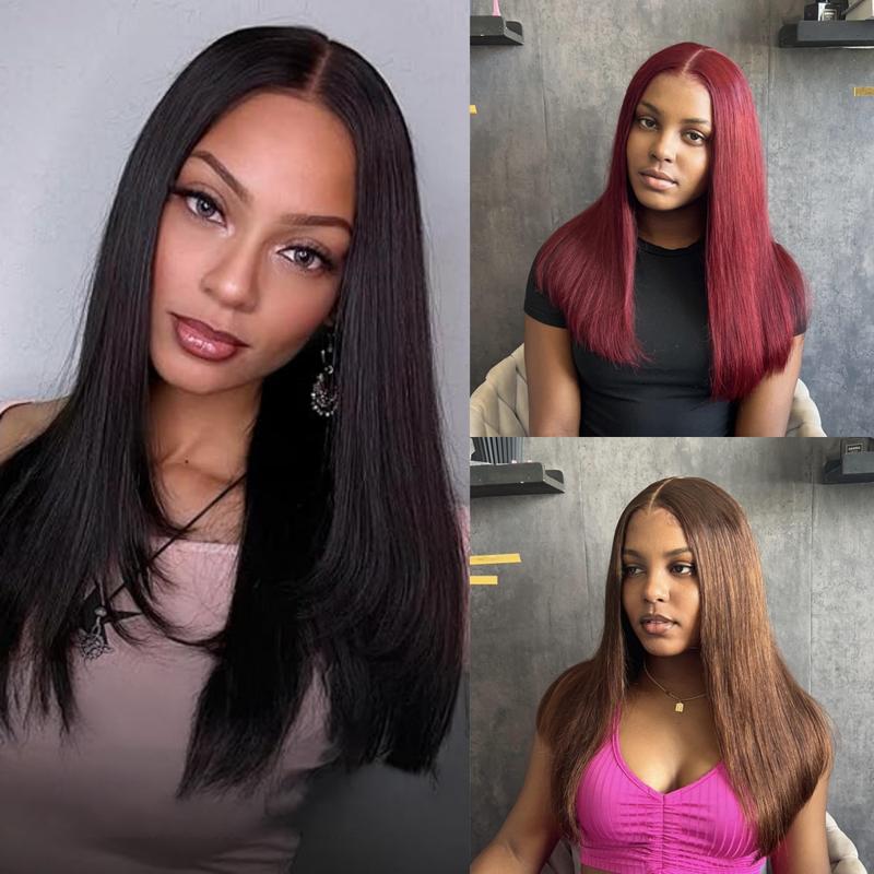 Megalook Salon-Quality Glueless Wigs Human Hair Straight Wig 12A Pre Plucked Pre Cut Bleached Knots 6×5 HD Lace Closure Wig Light Brown Blonde Wig