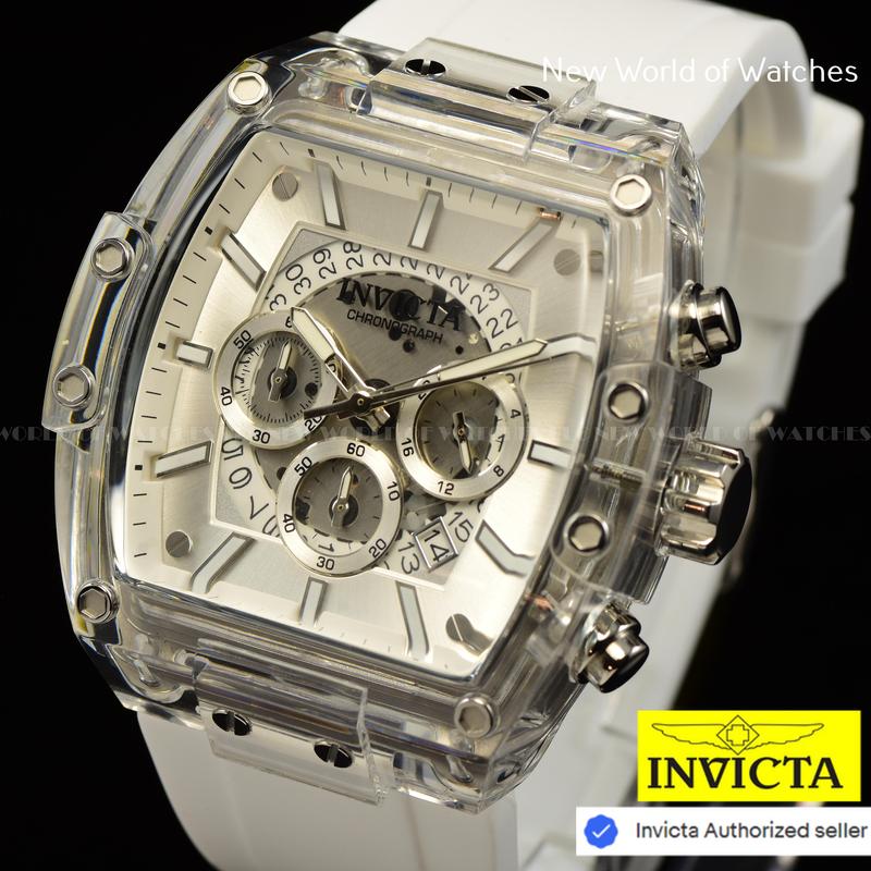 NEW INVICTA Men's S1 RALLY DIABLO Quartz Silver Dial Silicone Chronograph sport watches