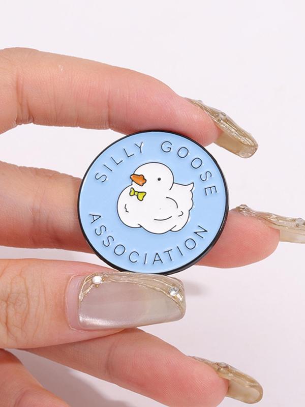 Cartoon Letter & Duck Design Brooch, Cute Animal Themed Alloy Badge for Daily Clothing Decor, Trendy All-match & Exquisite Brooch for Birthday Gift