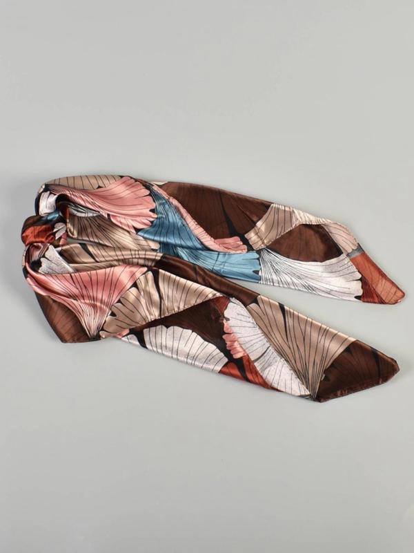 Leaf Print Satin Scarf, Fashionable Soft Comfortable Scarf for Women, Casual Versatile Scarf for Daily Wear, Fashion Accessories for Fall & Winter