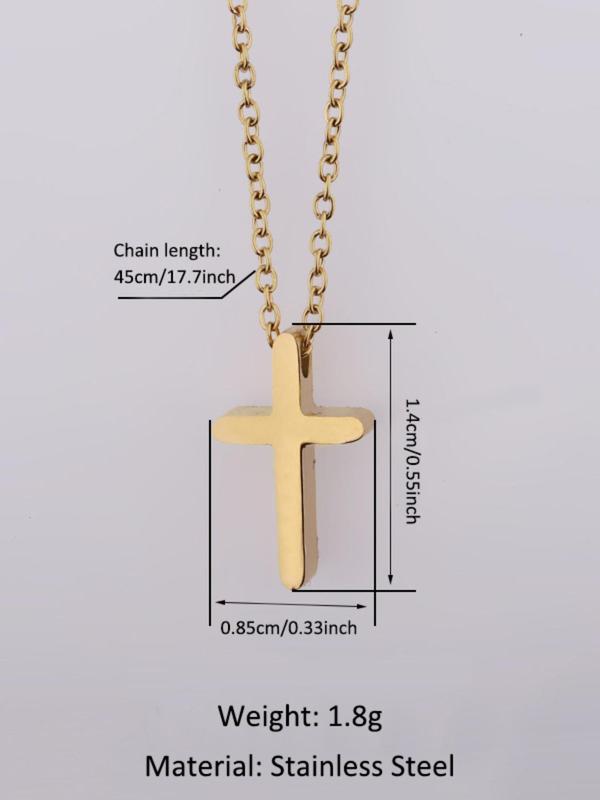 Women's Elegant Cross Pendant Necklace, Stainless Steel Jewelry for Party, Daily Clothing Decor, Trendy All-match & Exquisite Jewelry for Birthday Gift