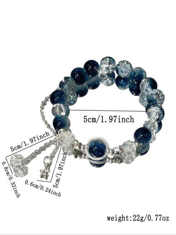 Star Tassel Decor Beaded Bracelet, Galaxy Design Beaded Bracelet, Matching Bracelet for Women & Girls, Fashion Jewelry for Party, Trendy All-match & Exquisite Jewelry for Gift for Fall 2024