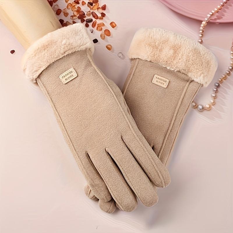 Women's Polyester Touch Screen Gloves - Fall Winter Hand Wash Only, Fleece-Lined Windproof & Waterproof Thermal Gloves with Non-Slip Grip for Driving & Riding