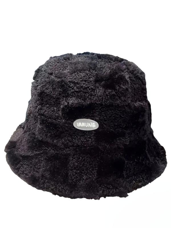 Solid Color Bucket Hat, Cute Thickened Warm Hat for Fall & Winter, Fashion Accessories for Both Men & Women