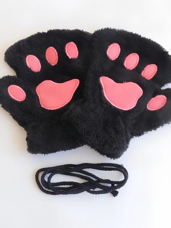 Cute Cat Paw Design Gloves, Fashionable Soft Warm Gloves for Women & Men, Fashion Accessories for Daily Wear